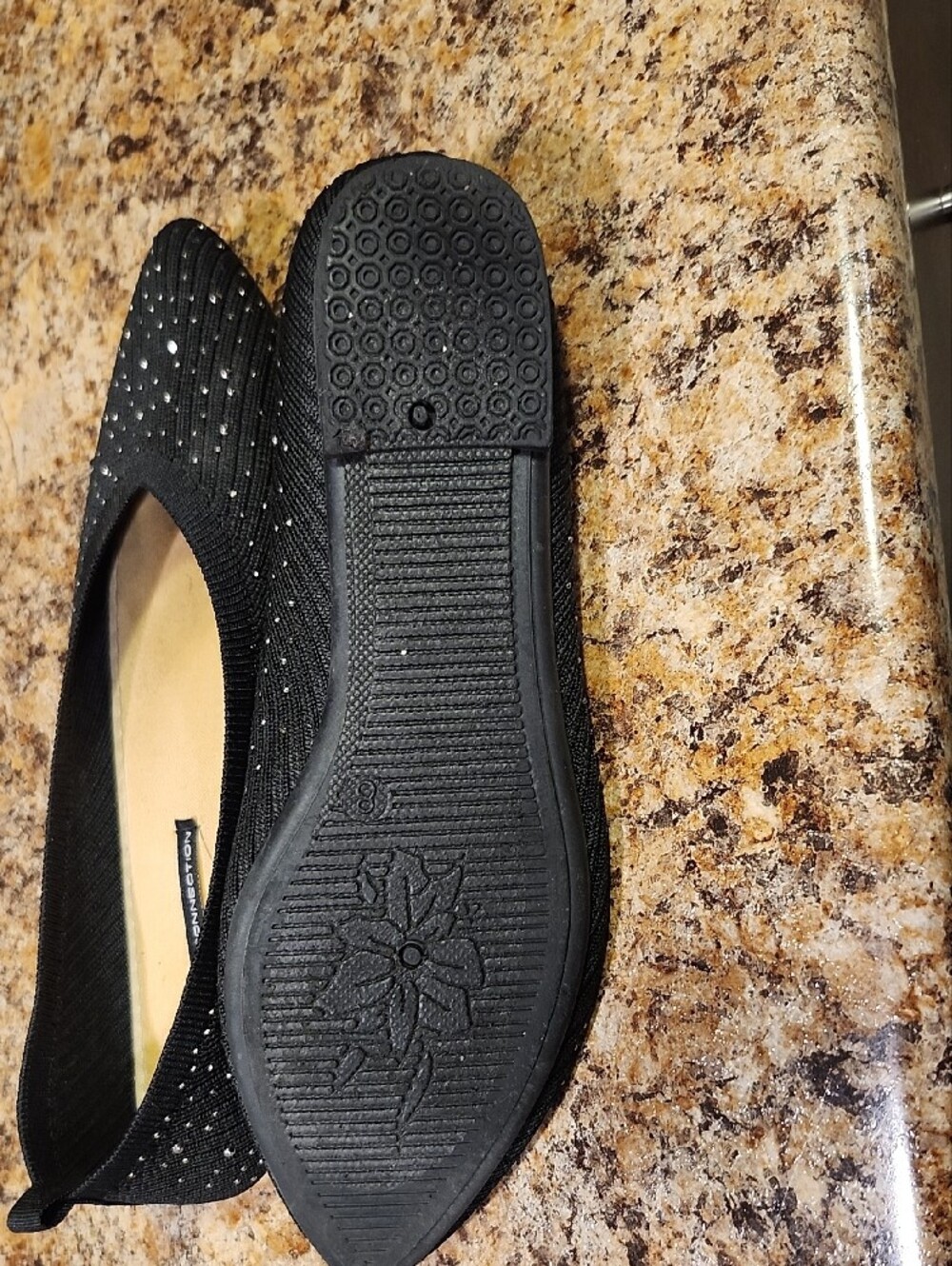 French Connection Black Knit Pointed Toe Flats with Sparkle - Picture 4 of 16